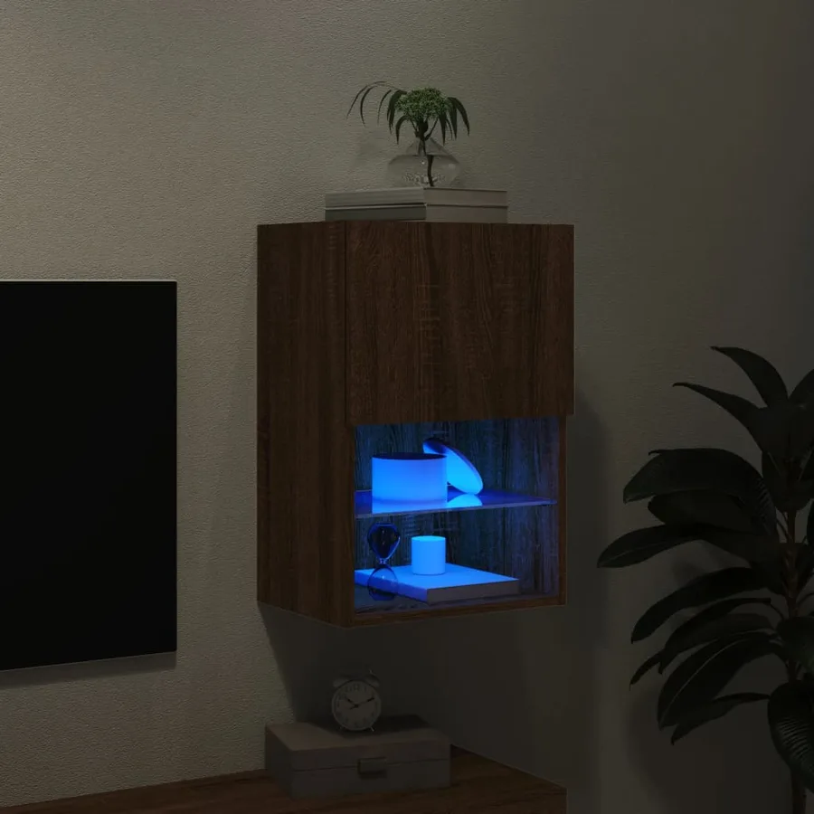Meuble TV avec lumières LED chêne marron 40,5x30x60 cm - 5