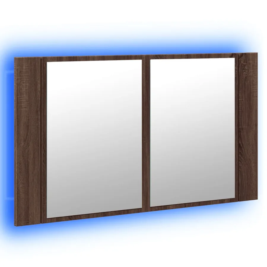 Armoire à miroir à LED de bain chêne marron 80x12x45 cm - 5