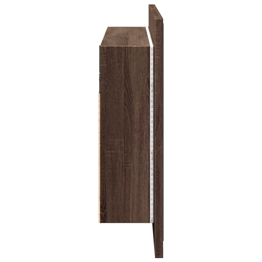 Armoire à miroir à LED de bain chêne marron 80x12x45 cm - 8