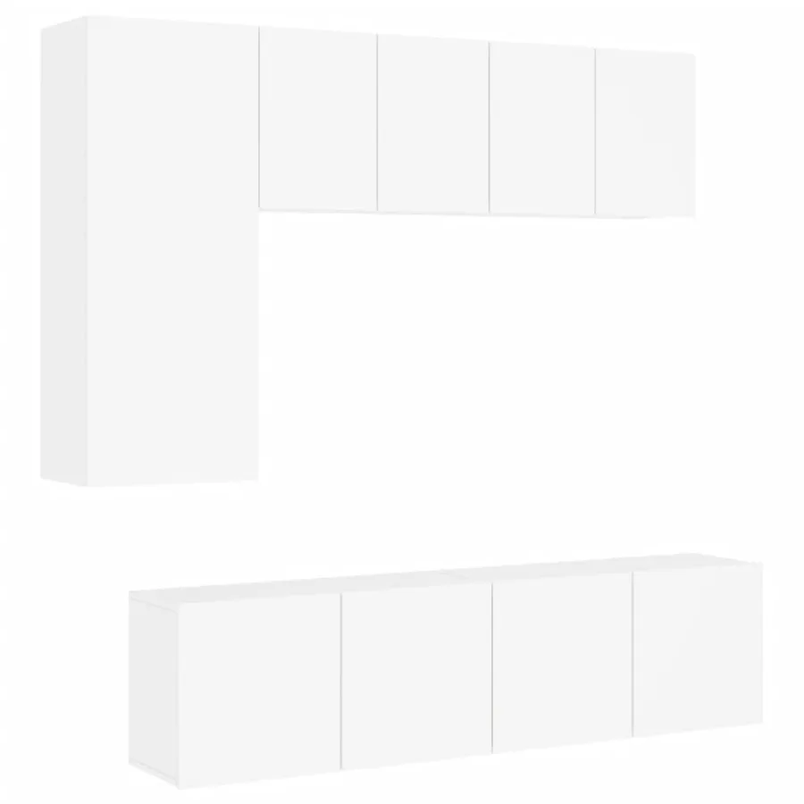 Unités murales TV 5 pcs blanc bois d'ingénierie - 2