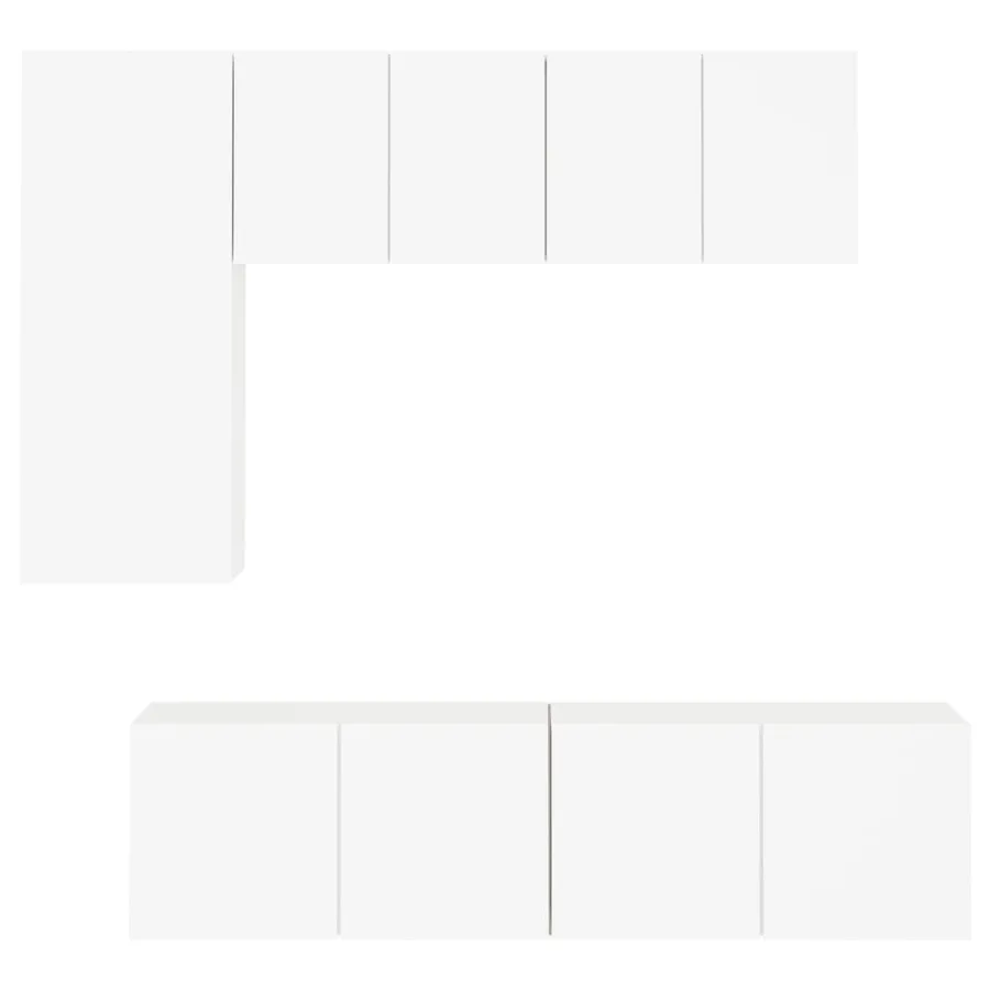Unités murales TV 5 pcs blanc bois d'ingénierie - 5