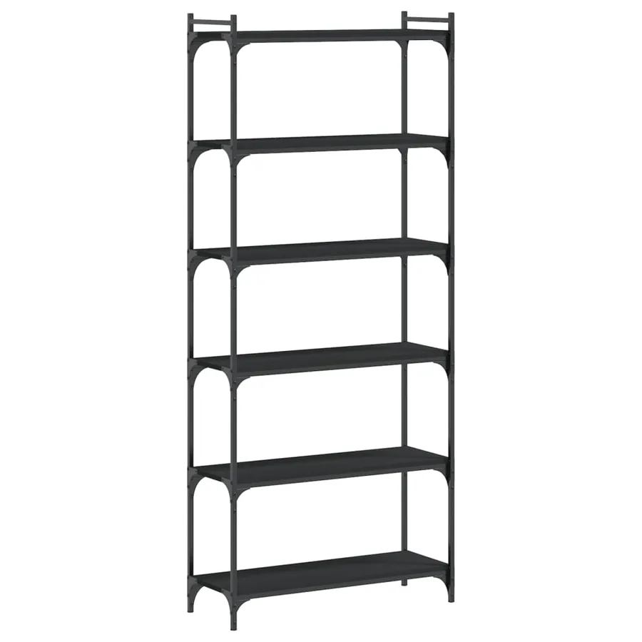 Bibliothèque 6 niveaux noir 80x30x188 cm bois d'ingénierie - 2