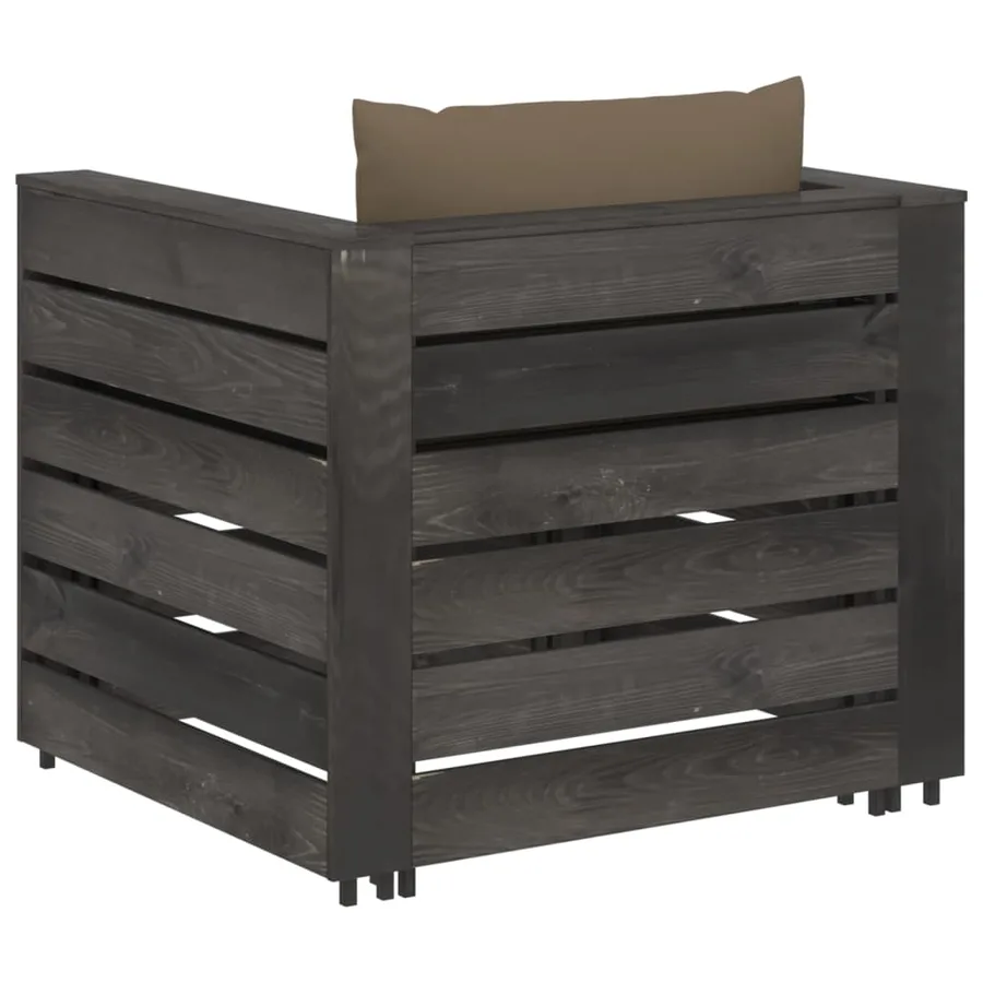 Salon de jardin 2 pcs avec coussins Bois imprégné de gris - 4