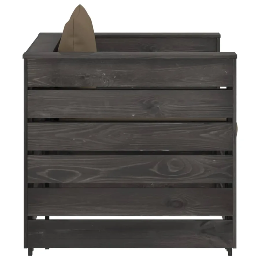 Salon de jardin 2 pcs avec coussins Bois imprégné de gris - 5