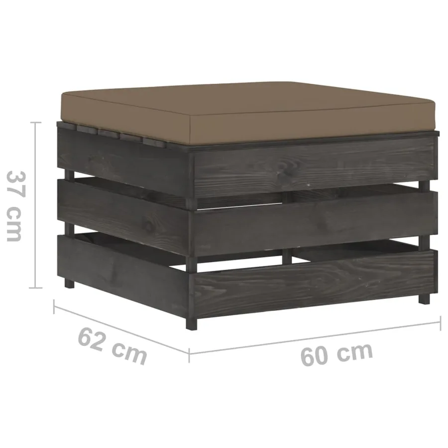 Salon de jardin 2 pcs avec coussins Bois imprégné de gris - 8