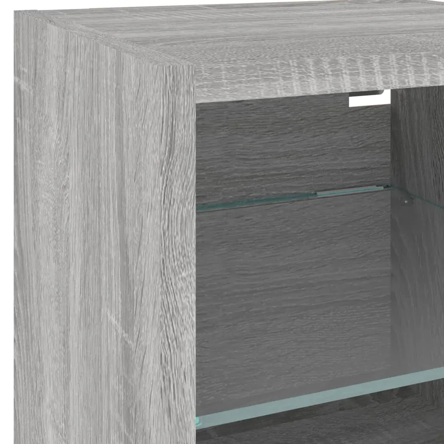 Unités murales TV avec LED 6 pcs gris sonoma bois d'ingénierie - 11
