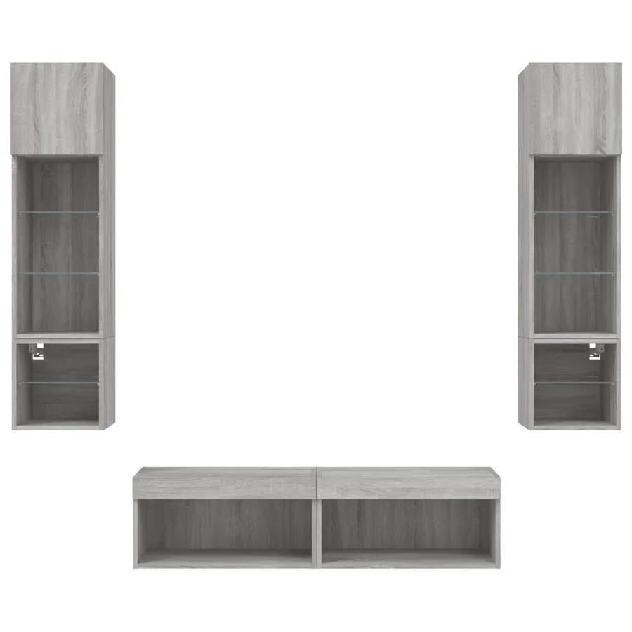 Unités murales TV avec LED 6 pcs gris sonoma bois d'ingénierie - 7