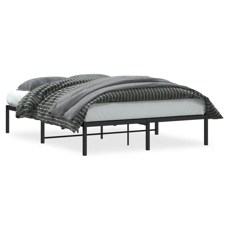 Cadre de lit métal sans matelas noir 140x200 cm - 2