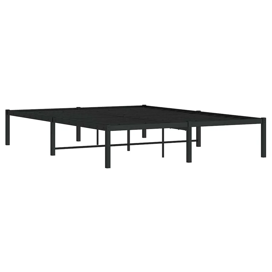 Cadre de lit métal sans matelas noir 140x200 cm - 4