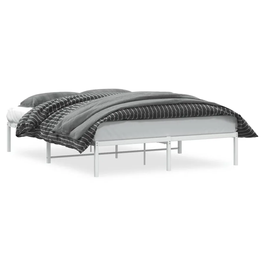 Cadre de lit métal sans matelas blanc 150x200 cm - 2
