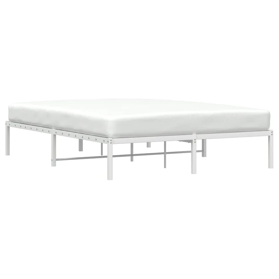 Cadre de lit métal sans matelas blanc 150x200 cm - 3