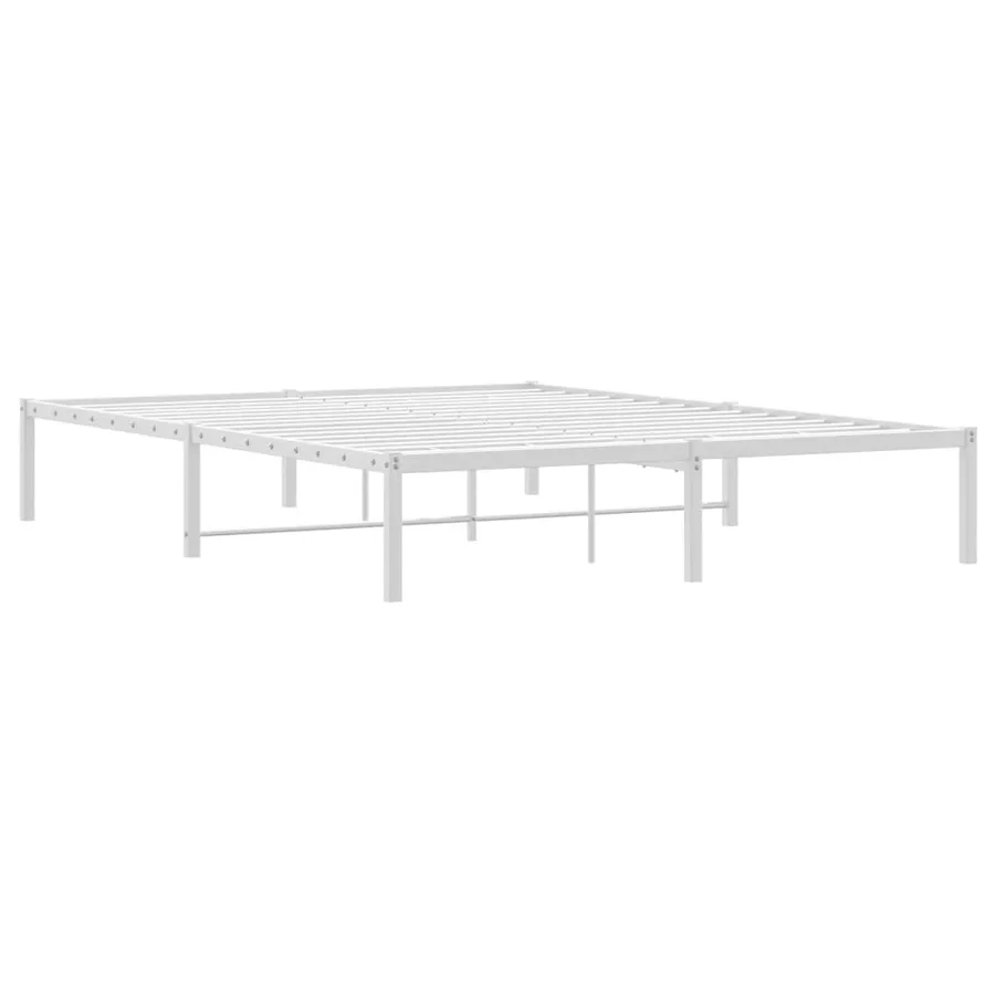 Cadre de lit métal sans matelas blanc 150x200 cm - 7