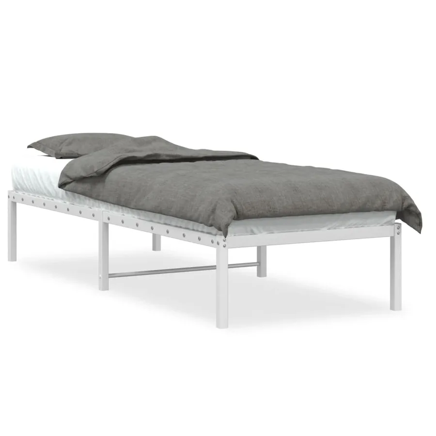 Cadre de lit métal sans matelas blanc 75x190 cm - 2