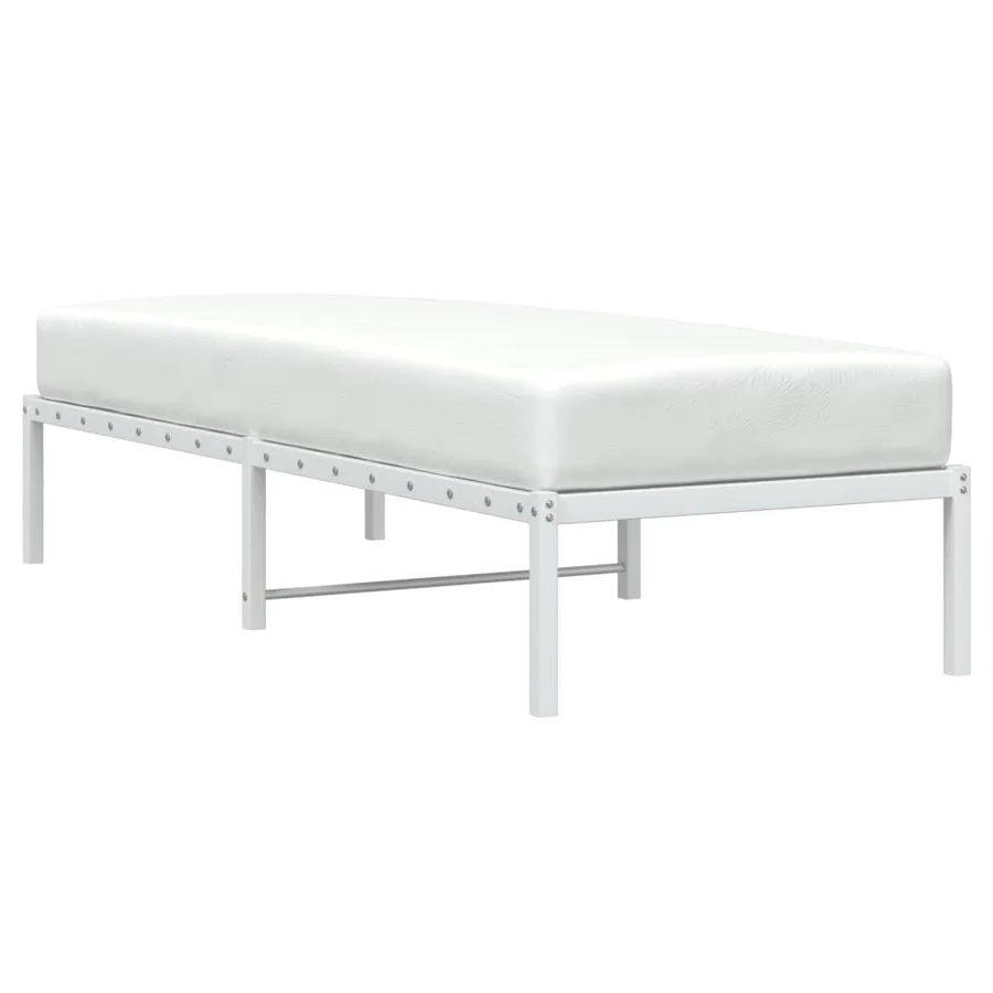 Cadre de lit métal sans matelas blanc 75x190 cm - 3
