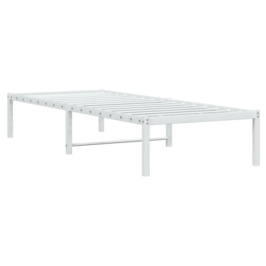 Cadre de lit métal sans matelas blanc 75x190 cm - 4