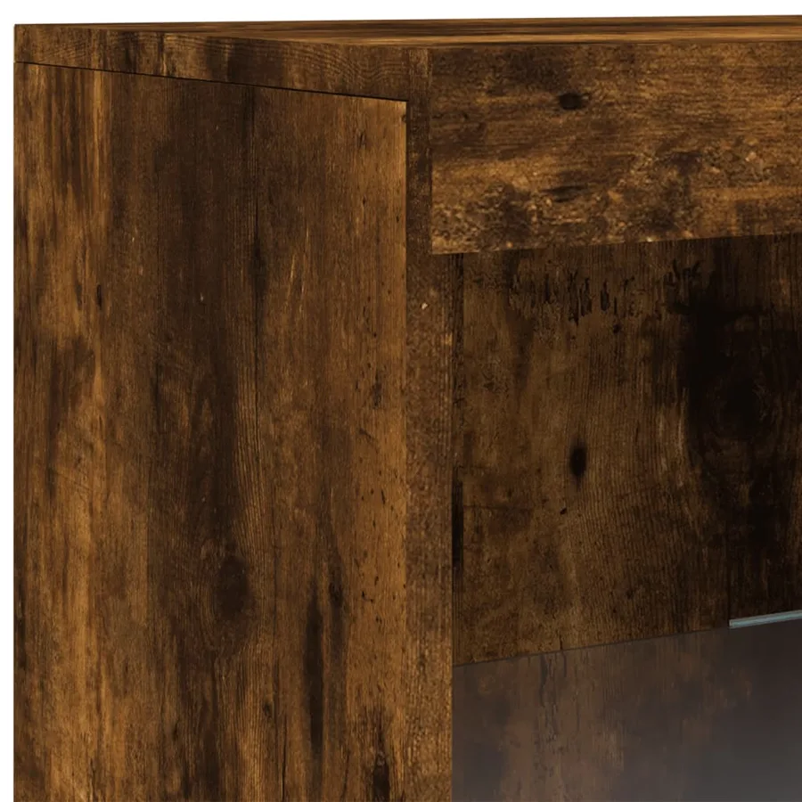 Buffet avec lumières LED chêne fumé 162x37x100 cm - 11