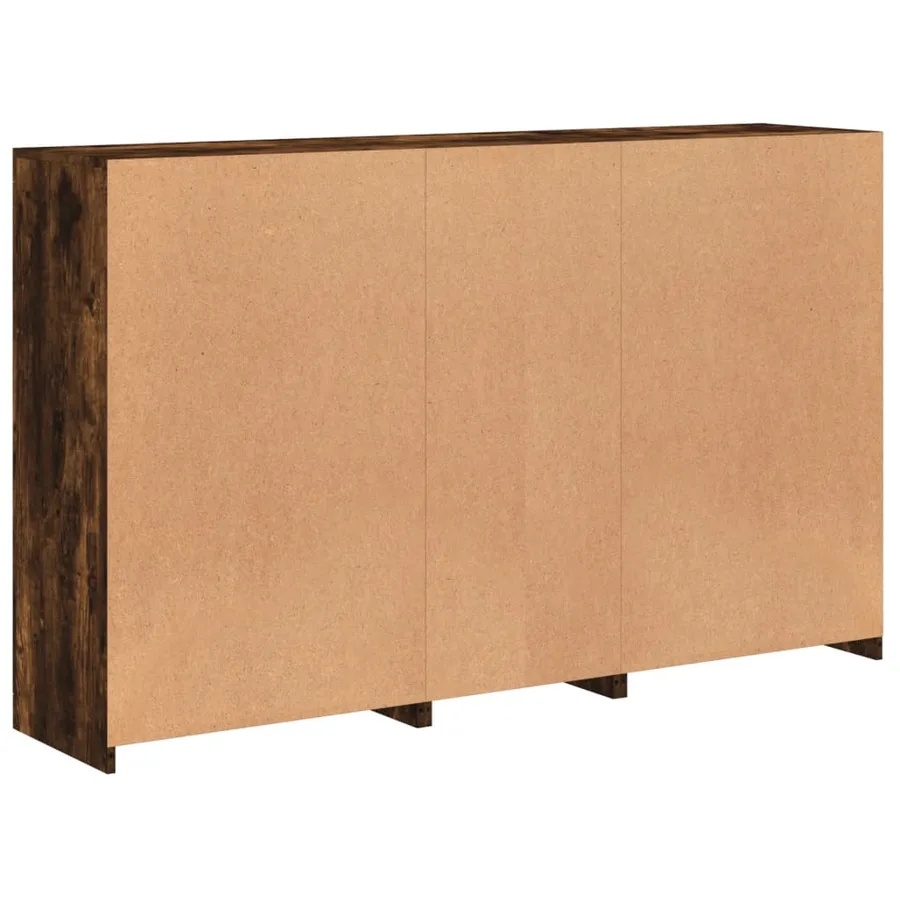 Buffet avec lumières LED chêne fumé 162x37x100 cm - 8