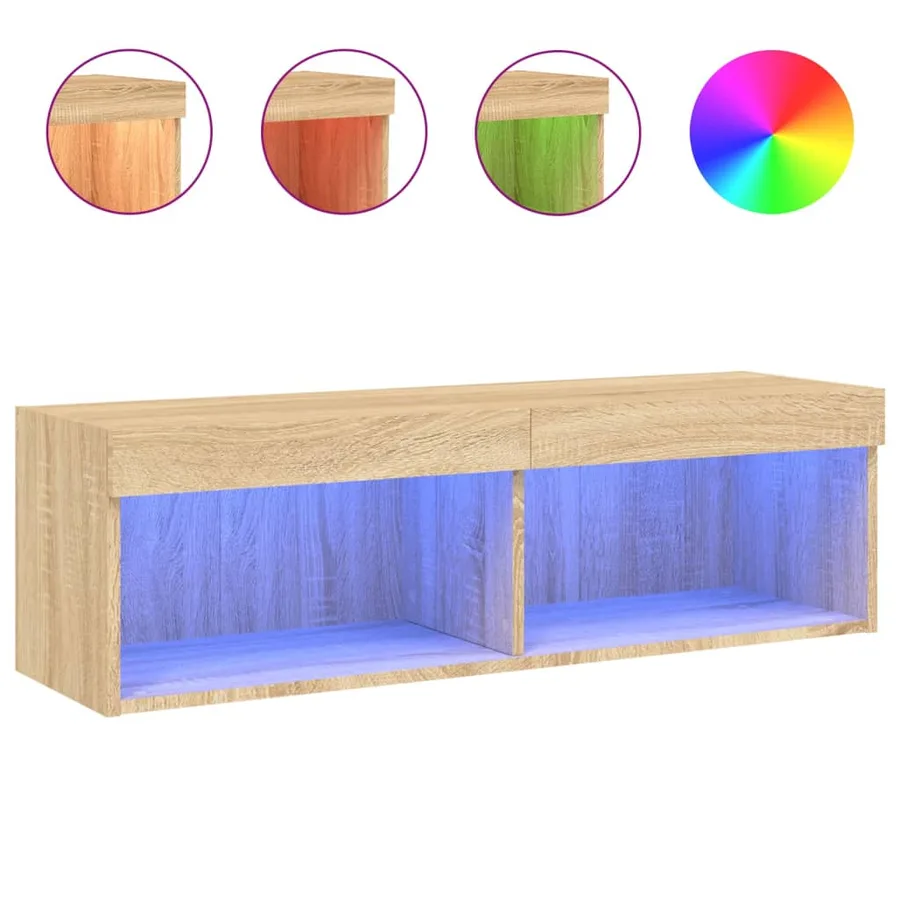 Meuble TV avec lumières LED chêne sonoma 100x30x30 cm - 2
