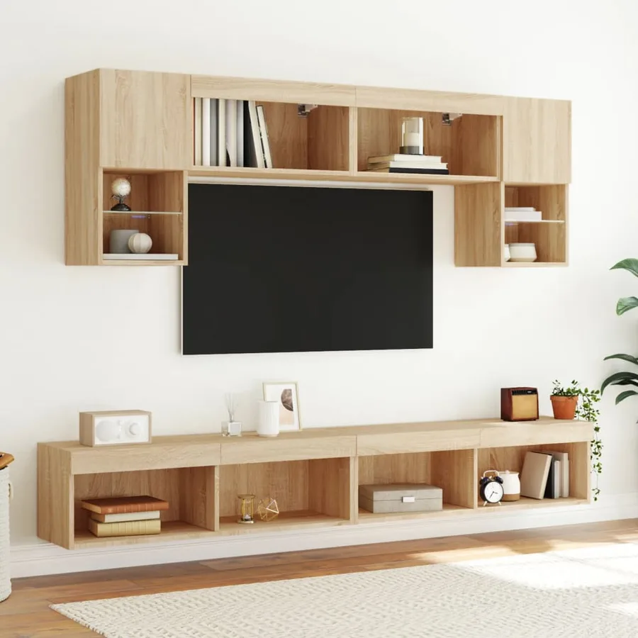Meuble TV avec lumières LED chêne sonoma 100x30x30 cm - 5