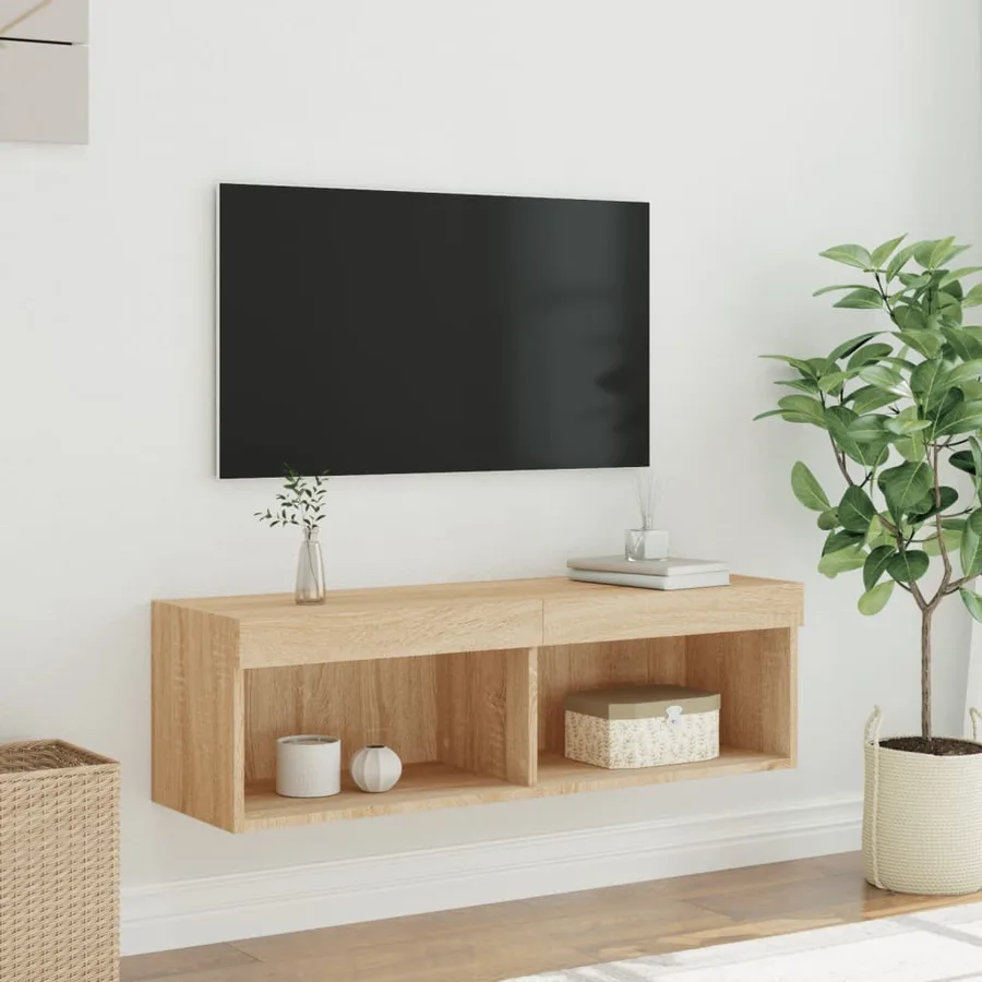 Meuble TV avec lumières LED chêne sonoma 100x30x30 cm - 6