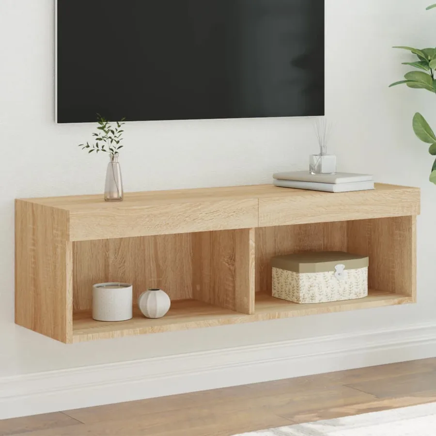 Meuble TV avec lumières LED chêne sonoma 100x30x30 cm - 7