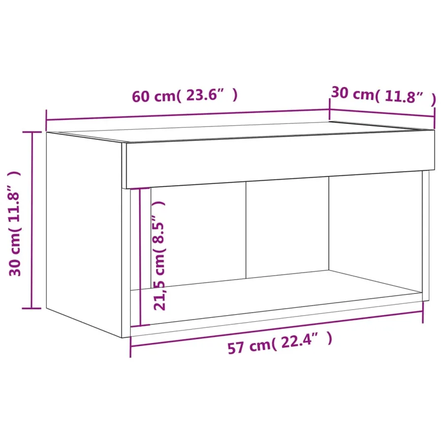 Meuble TV avec lumières LED blanc 60x30x30 cm - 17