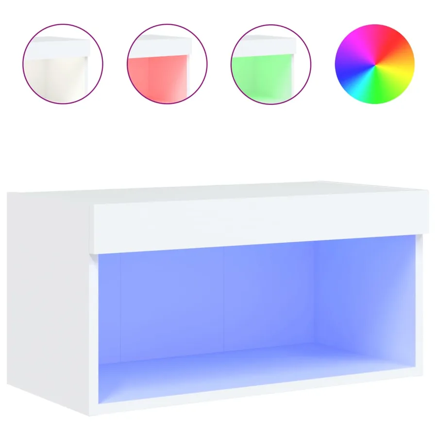 Meuble TV avec lumières LED blanc 60x30x30 cm - 2