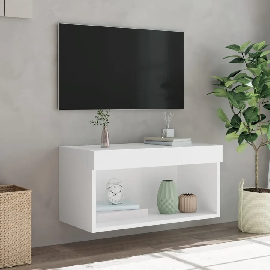 Meuble TV avec lumières LED blanc 60x30x30 cm - 5