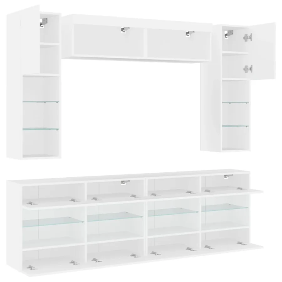 Ensemble de meubles TV muraux 6 pcs avec lumières LED blanc - 7