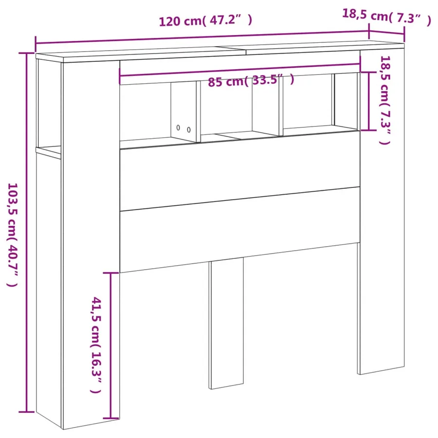 Tête de lit à LED chêne sonoma 120x18,5x103,5cm bois ingénierie - 14