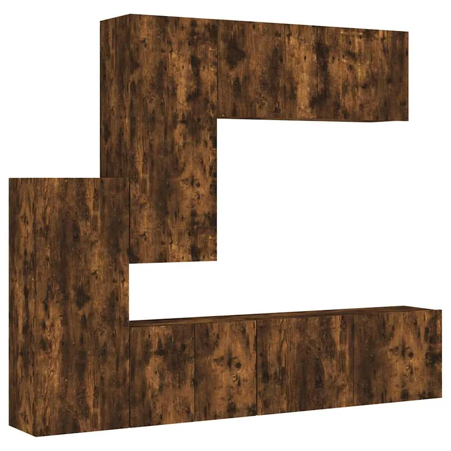Unités murales TV 5 pcs chêne fumé bois d'ingénierie - 2