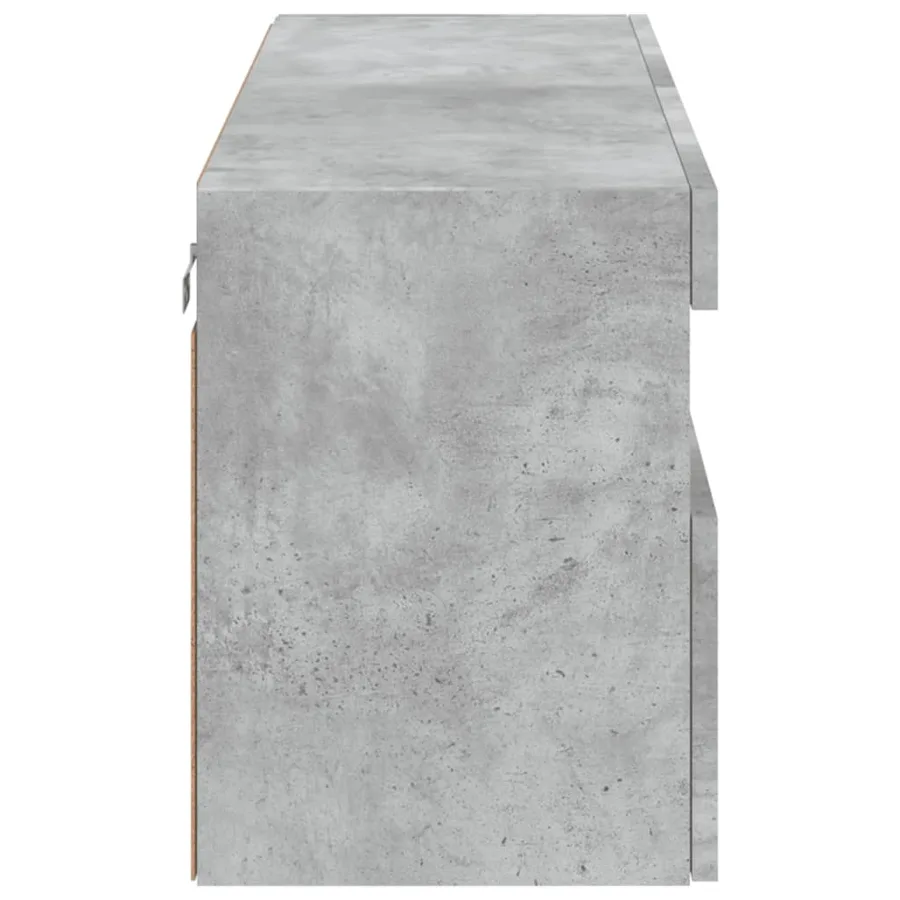 Meuble TV mural avec lumières LED gris béton 100x30x40 cm - 10