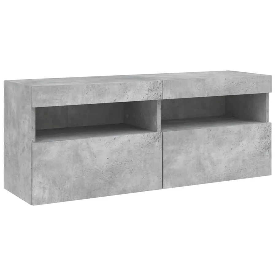 Ensemble de meubles TV muraux 7pcs et lumières LED gris béton - 8