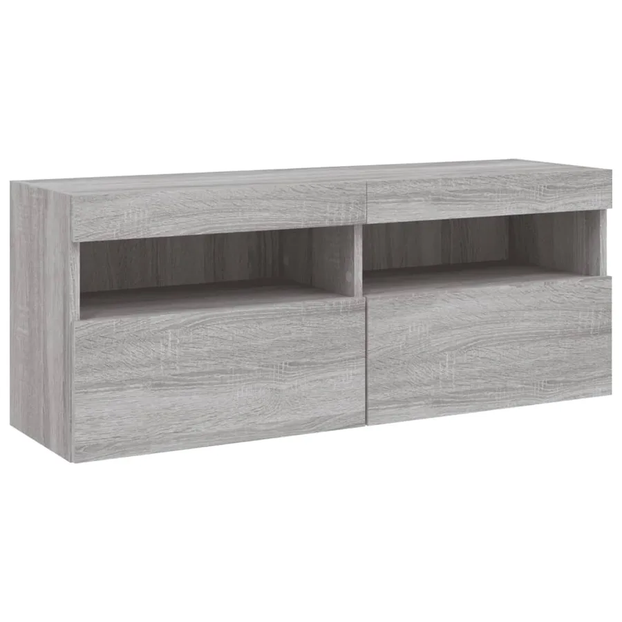 Ensemble de meubles TV muraux 7 pcs et lumières LED sonoma gris - 8