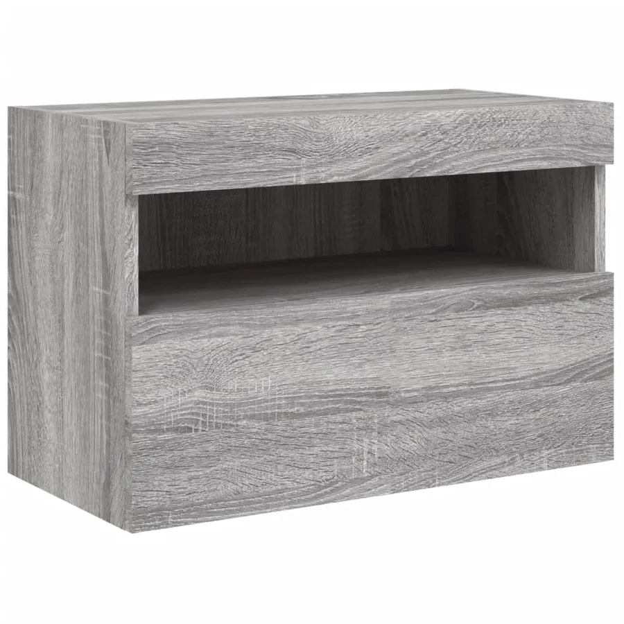 Ensemble de meubles TV muraux 7 pcs et lumières LED sonoma gris - 9