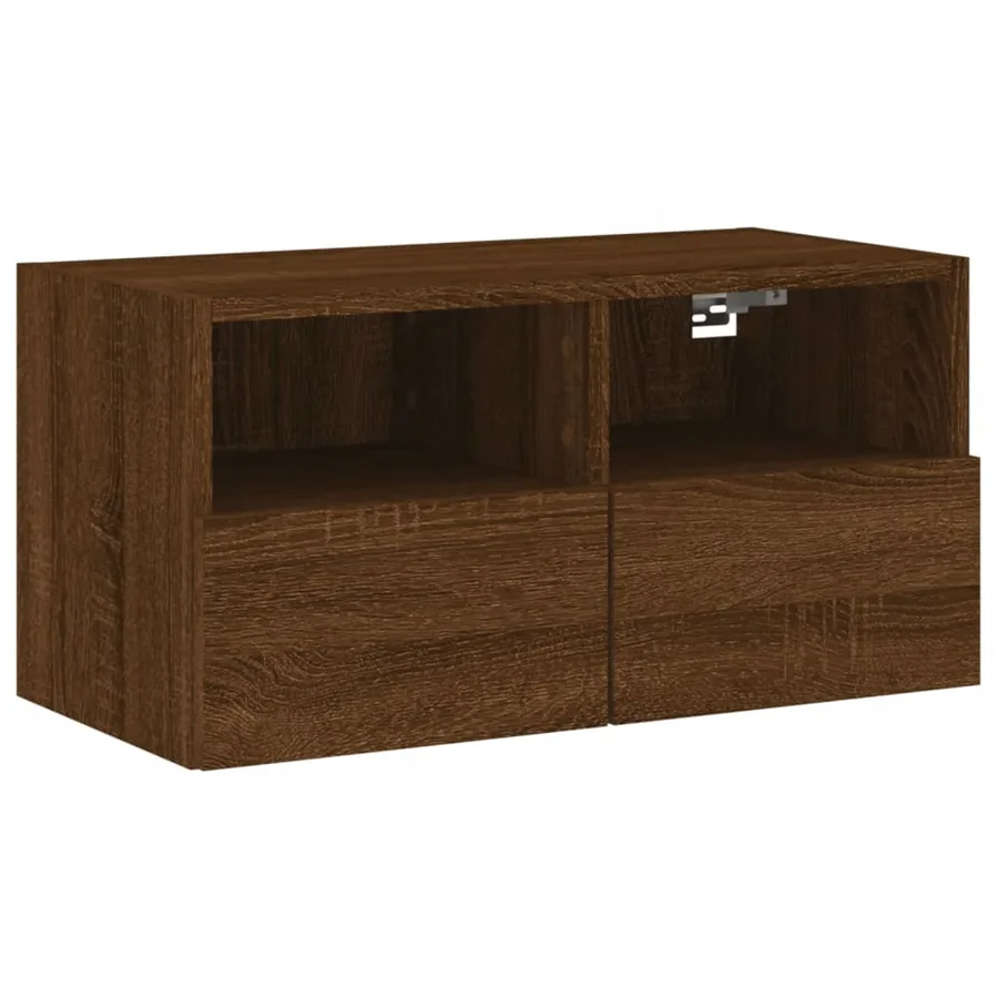 Meuble TV mural chêne marron 60x30x30 cm bois d'ingénierie - 2