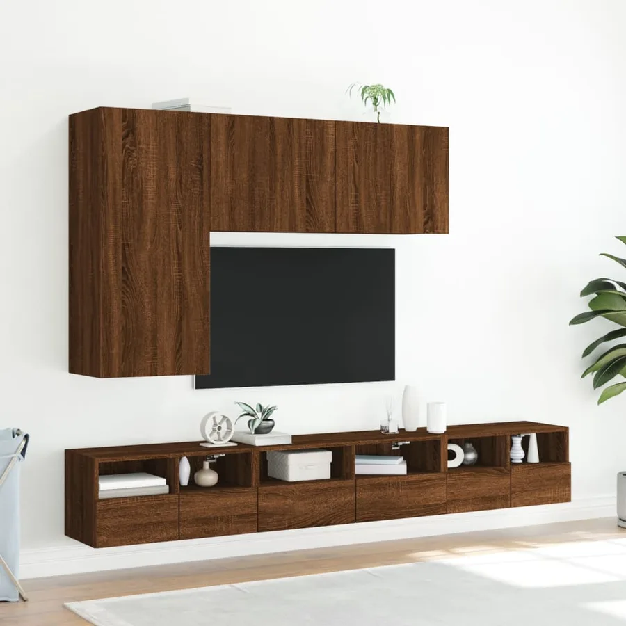 Meuble TV mural chêne marron 60x30x30 cm bois d'ingénierie - 4