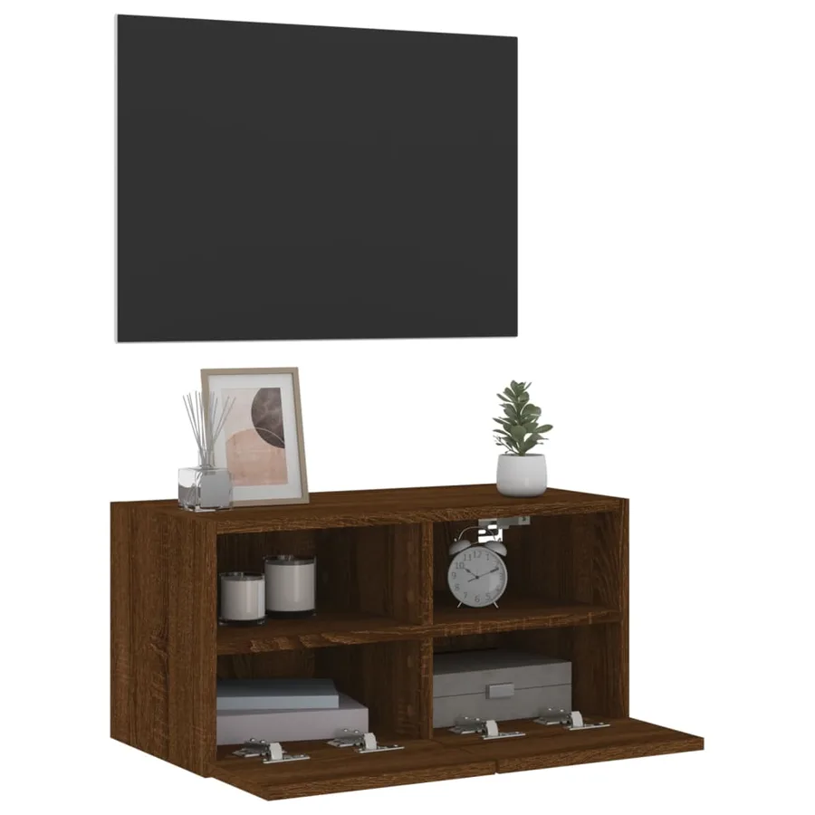 Meuble TV mural chêne marron 60x30x30 cm bois d'ingénierie - 6