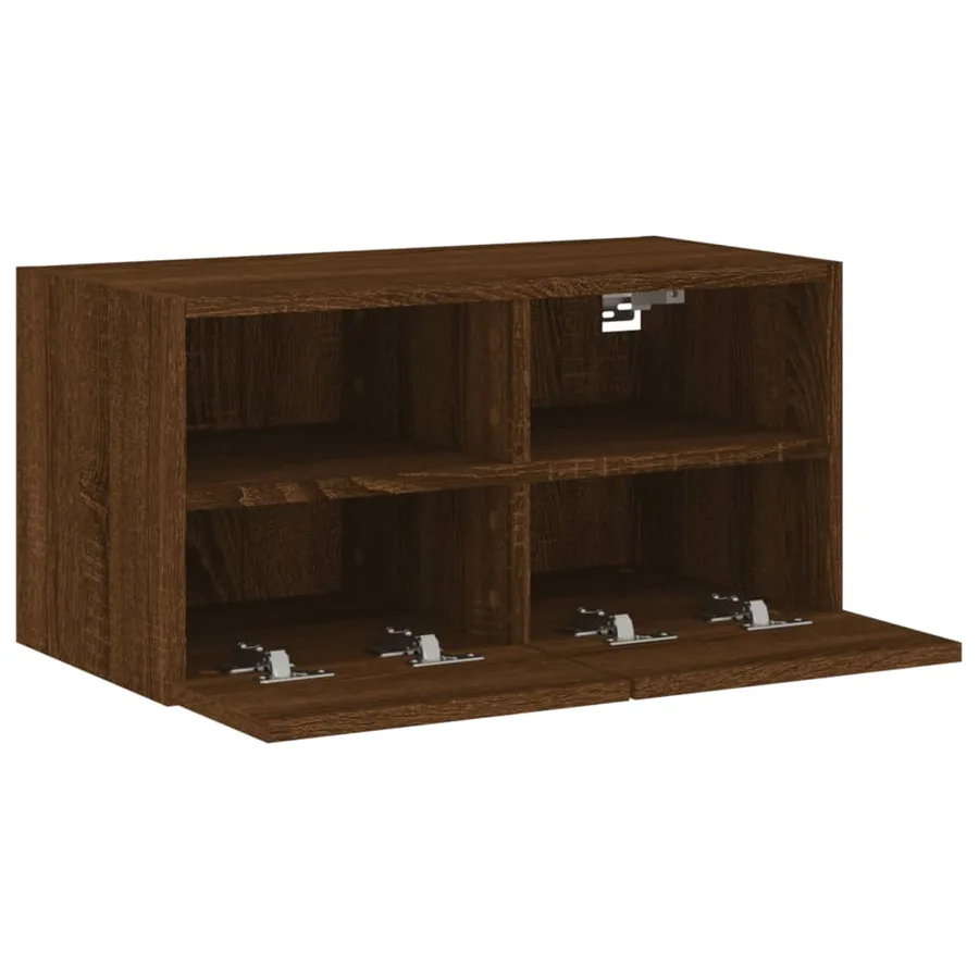 Meuble TV mural chêne marron 60x30x30 cm bois d'ingénierie - 7