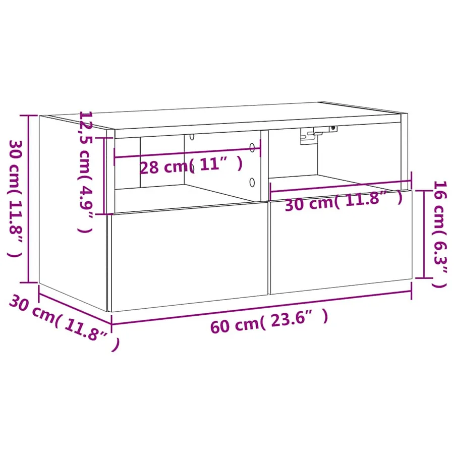 Meuble TV mural chêne sonoma 60x30x30 cm bois d'ingénierie - 14