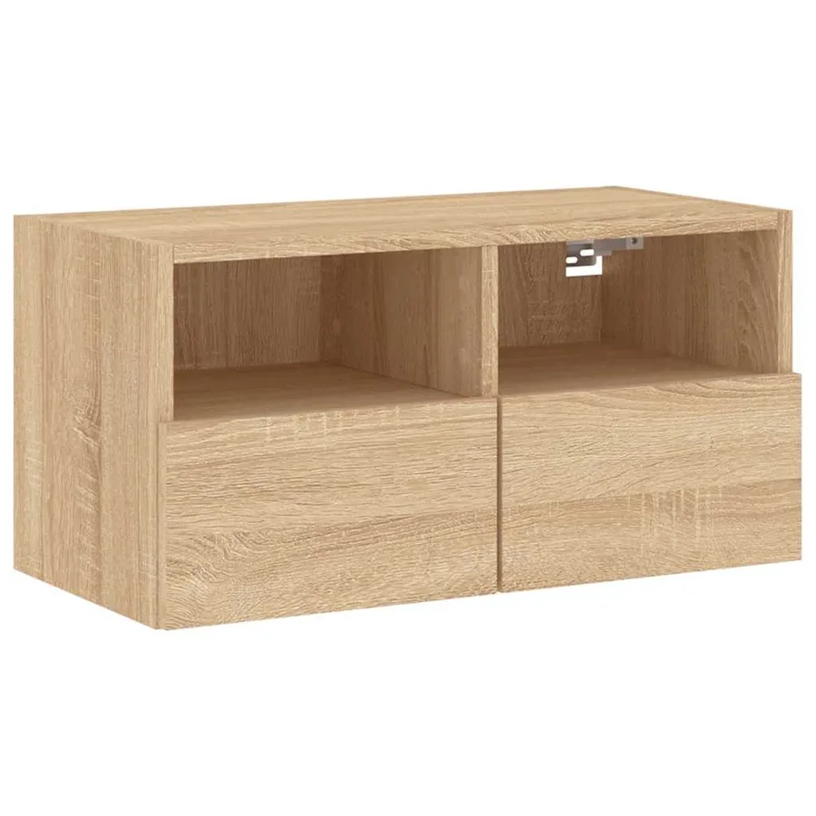 Meuble TV mural chêne sonoma 60x30x30 cm bois d'ingénierie - 2