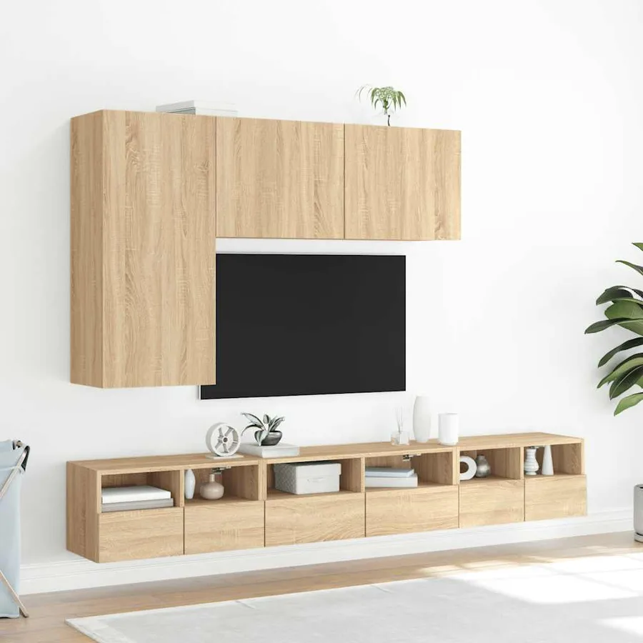 Meuble TV mural chêne sonoma 60x30x30 cm bois d'ingénierie - 4