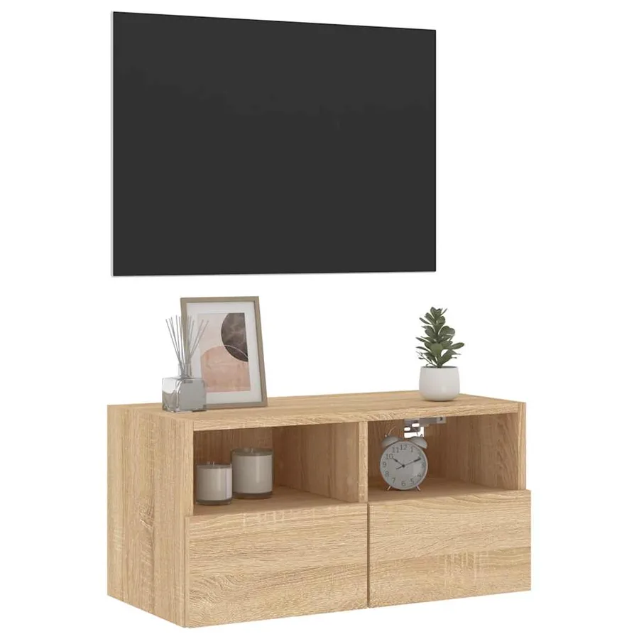 Meuble TV mural chêne sonoma 60x30x30 cm bois d'ingénierie - 5