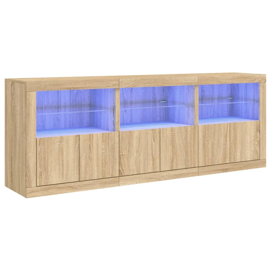 Buffet avec lumières LED chêne sonoma 181,5x37x67 cm - 2