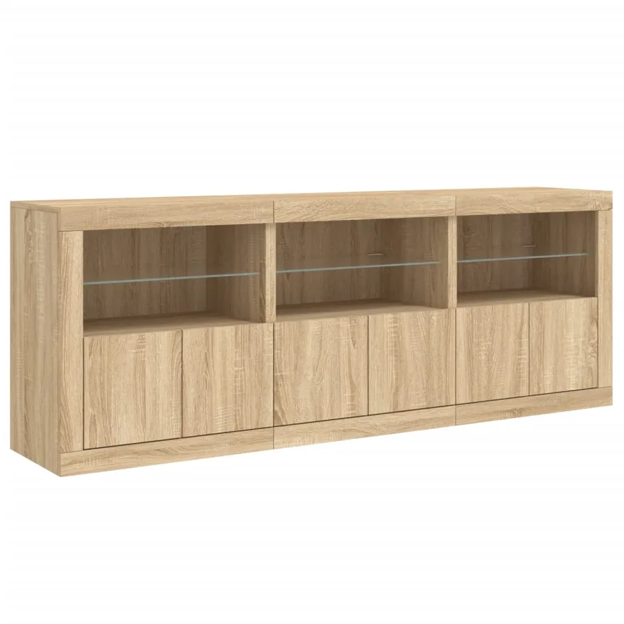 Buffet avec lumières LED chêne sonoma 181,5x37x67 cm - 5