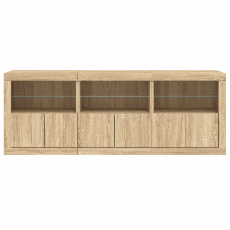 Buffet avec lumières LED chêne sonoma 181,5x37x67 cm - 6