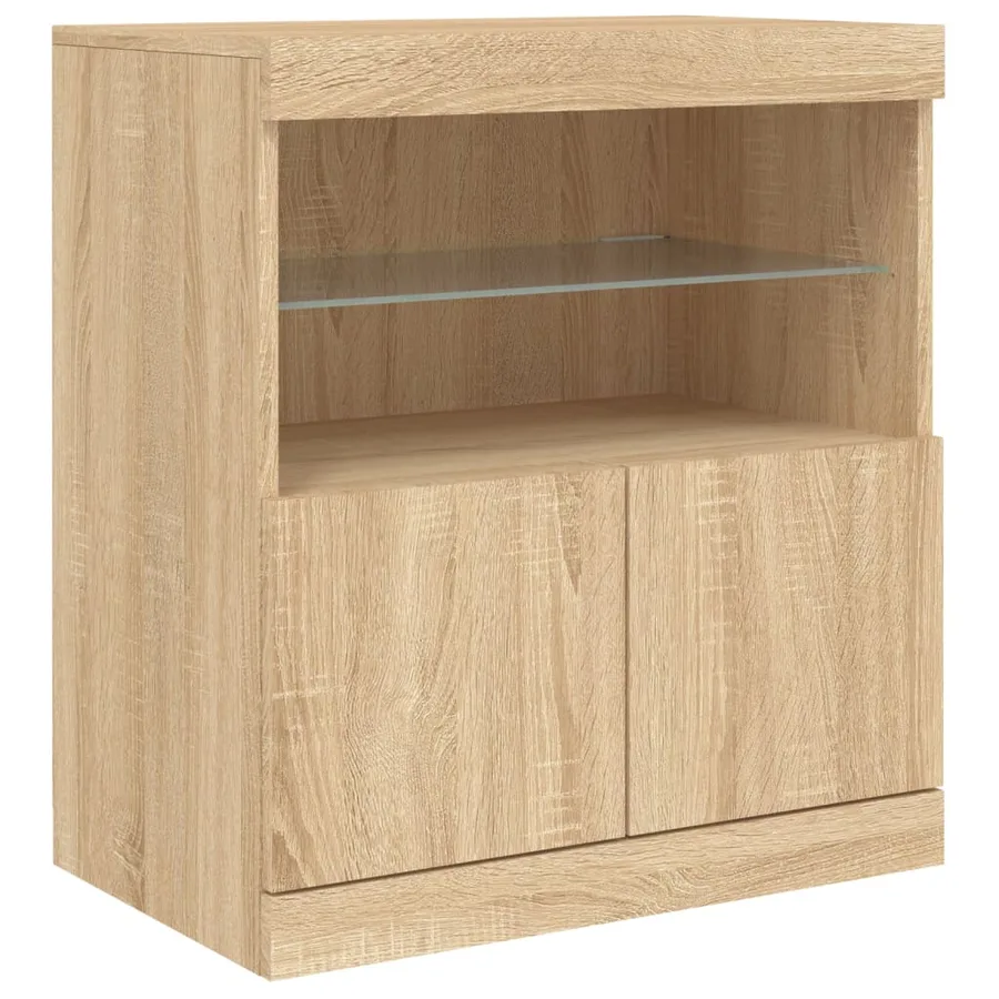Buffet avec lumières LED chêne sonoma 142,5x37x67 cm - 10