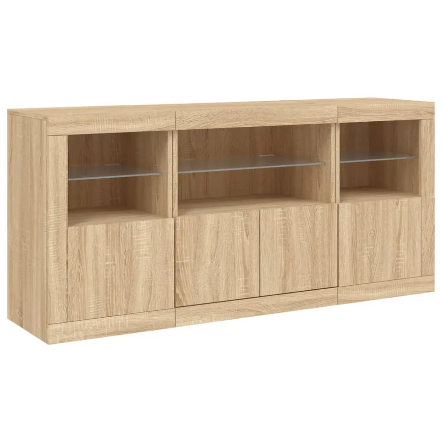 Buffet avec lumières LED chêne sonoma 142,5x37x67 cm - 5