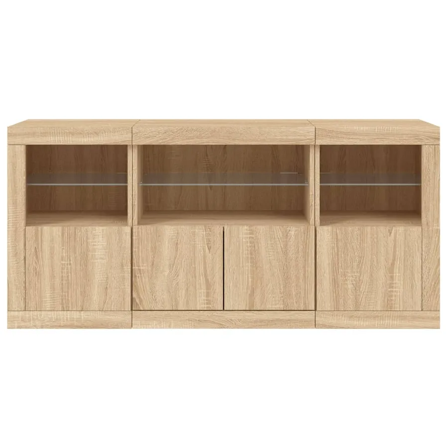 Buffet avec lumières LED chêne sonoma 142,5x37x67 cm - 6