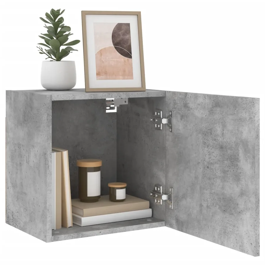 Meuble TV mural gris béton 40,5x30x40 cm bois d'ingénierie - 5